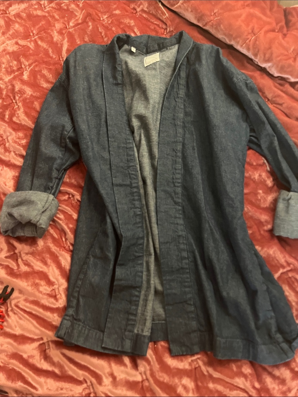 Women's Open-Front Denim Jacket in Dark Blue